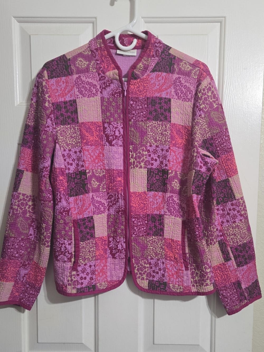 Vintage Patchwork Pink Quilted Jean-Style Jacket